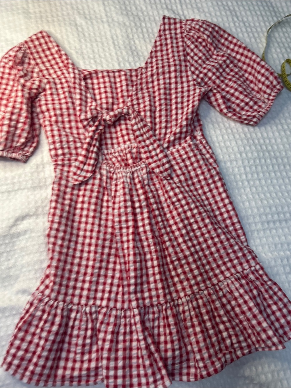 LOFT Red and White Gingham Mini Dress - Picture 9 of 9
